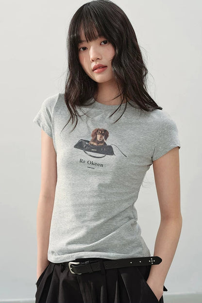 Dog Print Slim Top