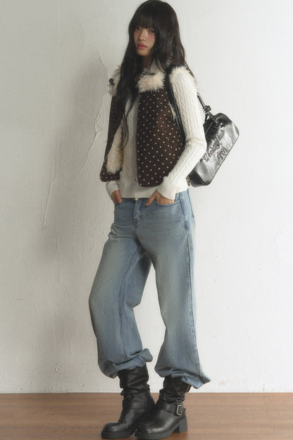 Lace Trim V-Neck Knit Top and Pants Set-Up