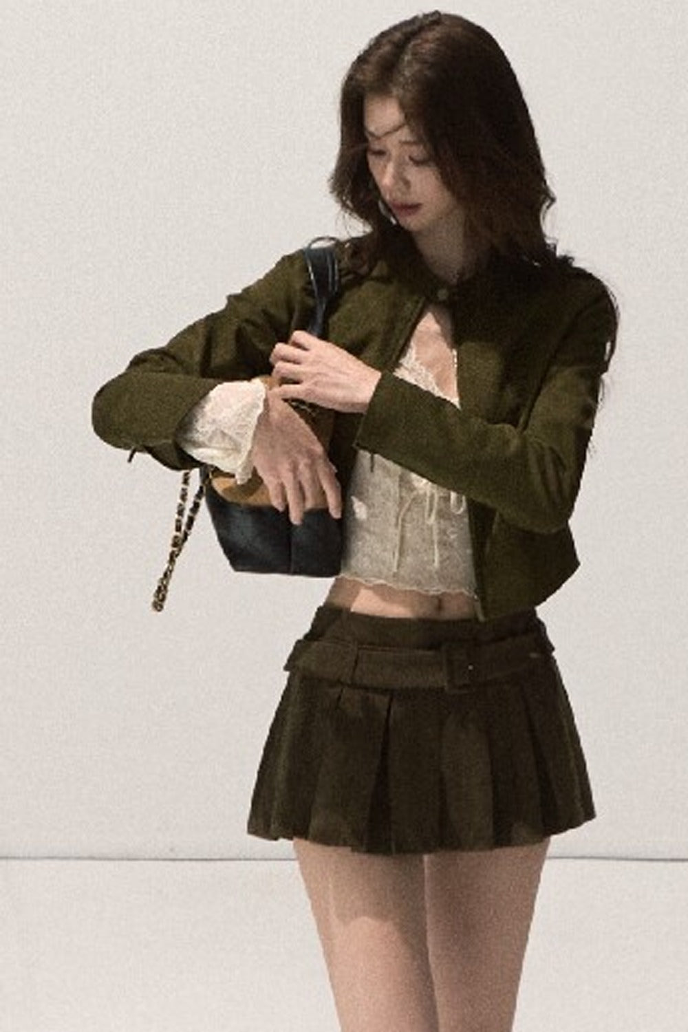Lyocell High-Waisted Pleated Skirt