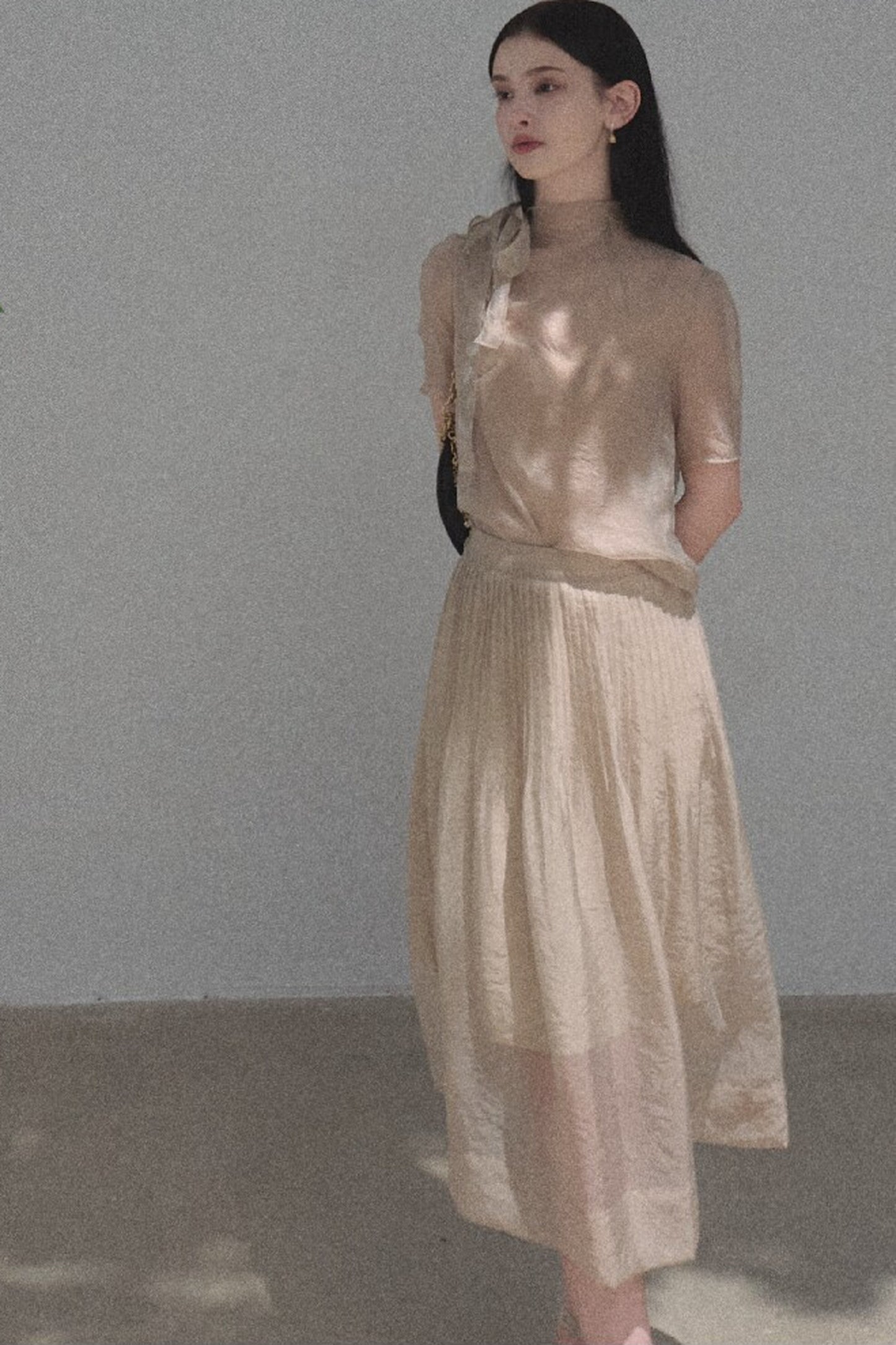 Chiffon Blouse and Pleated Skirt Set-Up