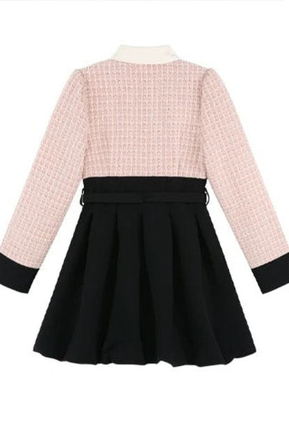 Tweed- und Samtkleid