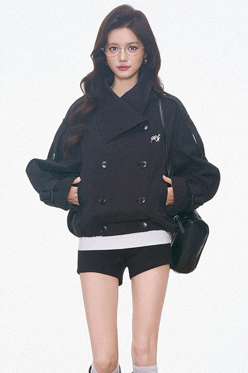 Vintage Double-Breasted Trench Coat and Cuffed Shorts Set-Up