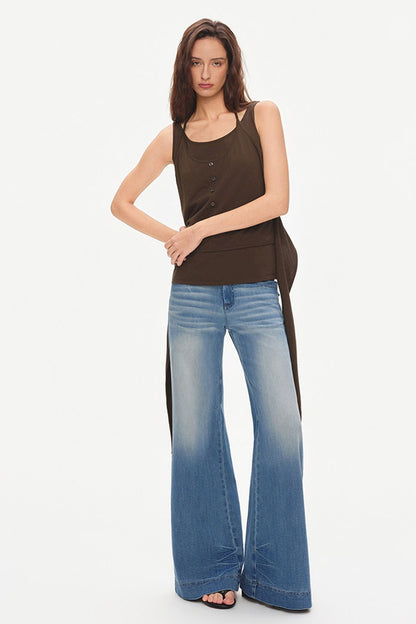 Layered-Look Tie U-Neck Camisole