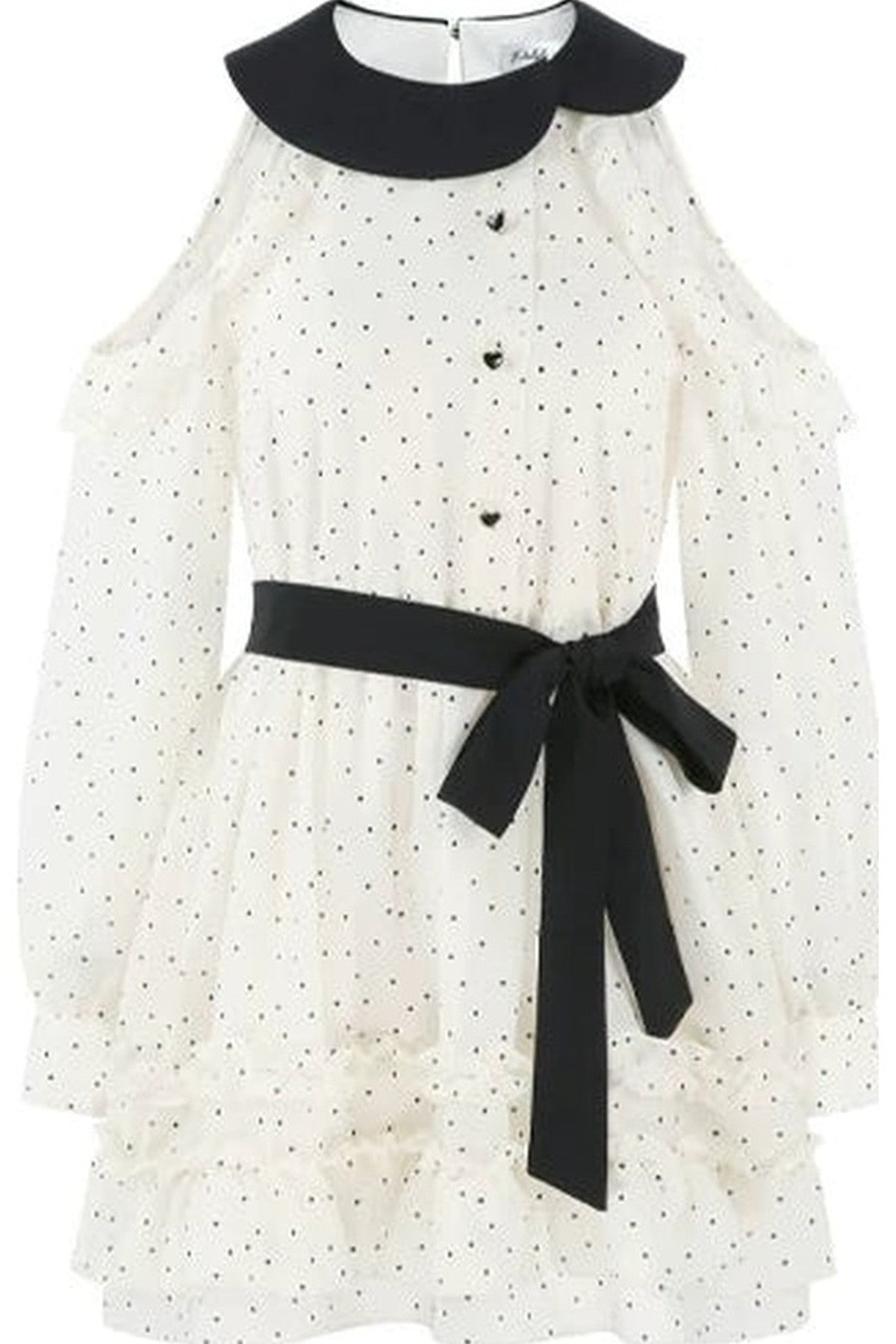 Off-Shoulder Polka Dot Chiffon Dress