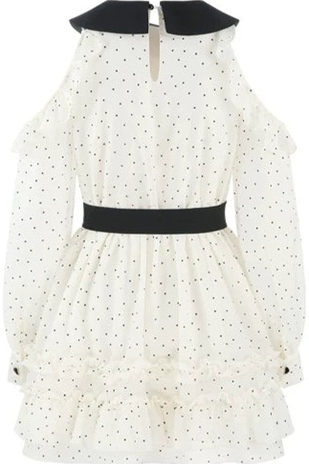 Off-Shoulder Polka Dot Chiffon Dress