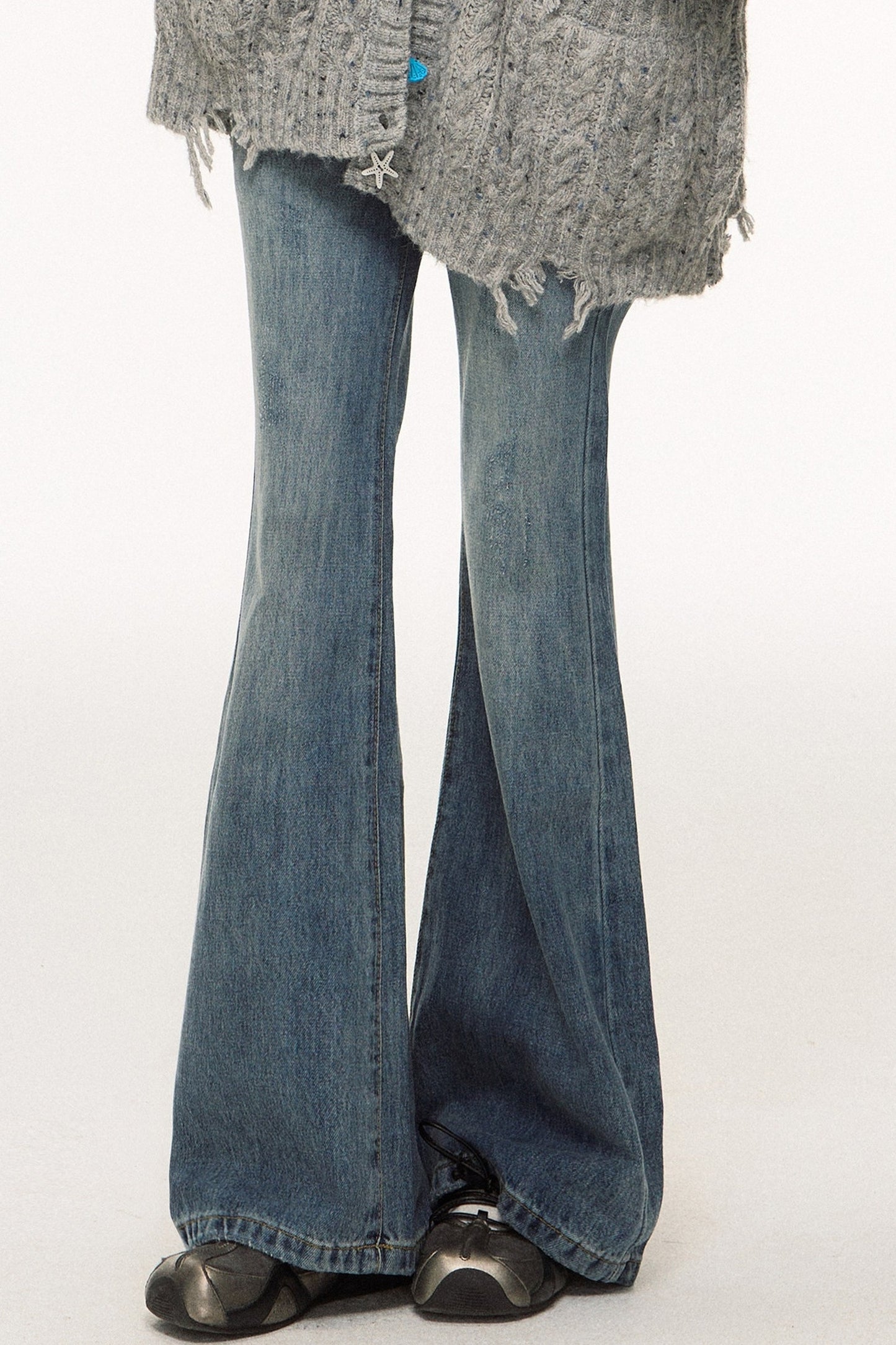 High-End Denim Wide-Leg Pants