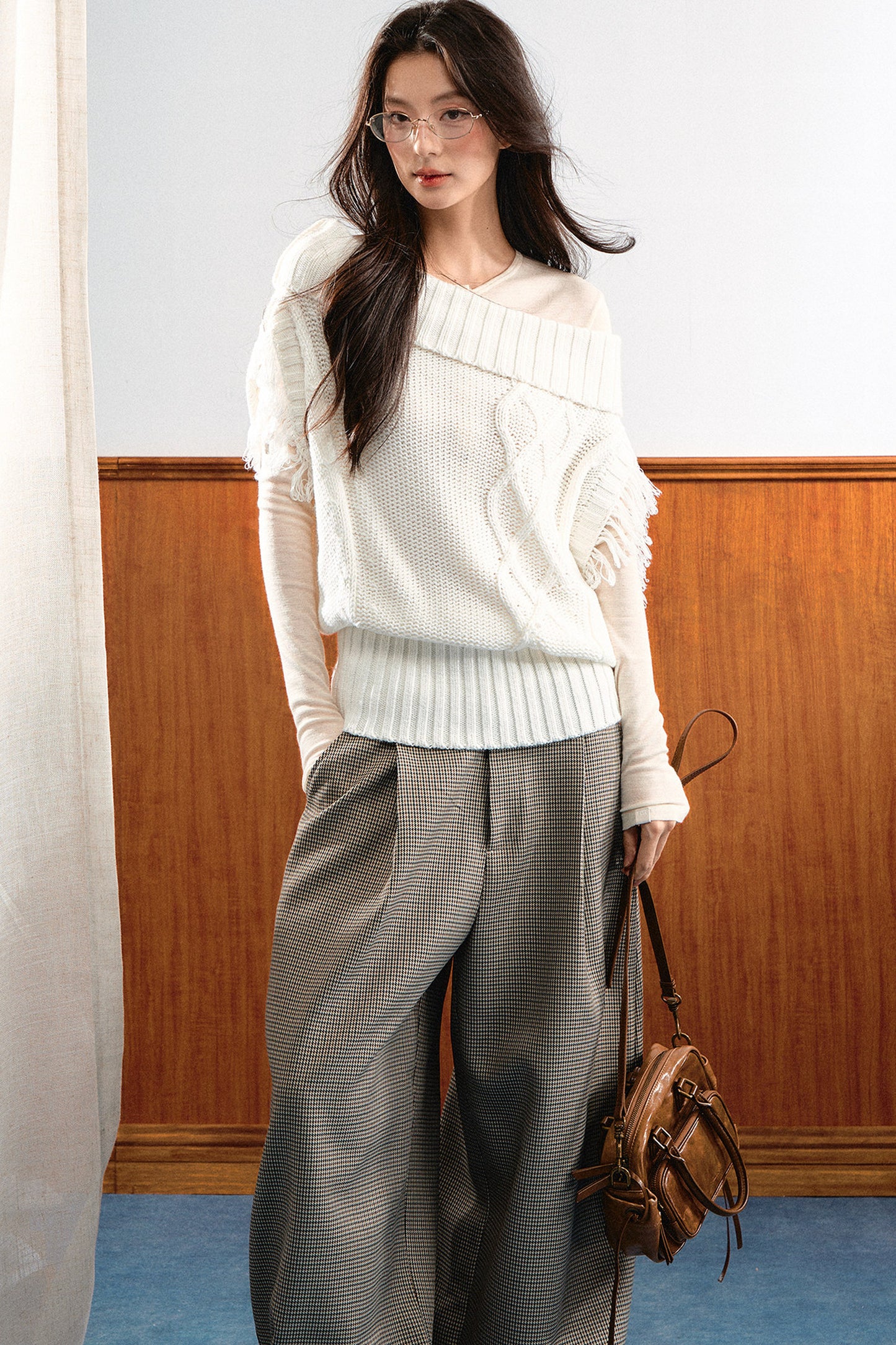 Korean Slanted Shoulder Sweater