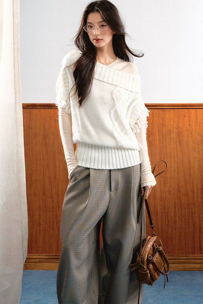 Korean Slanted Shoulder Sweater