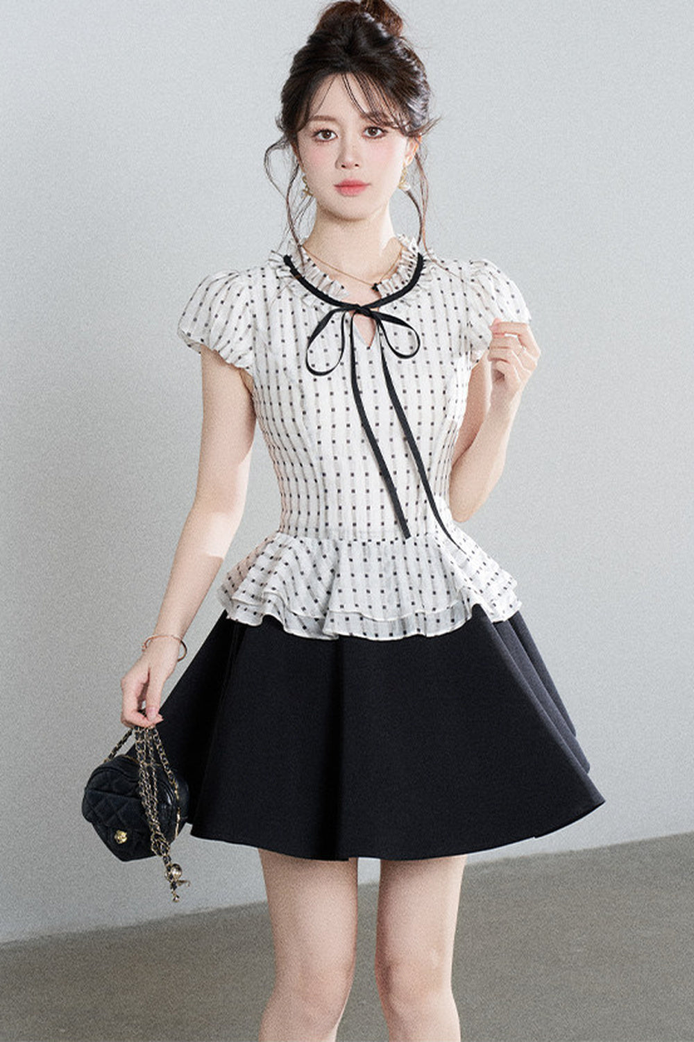 French Style Puff Sleeve A-Line Dress