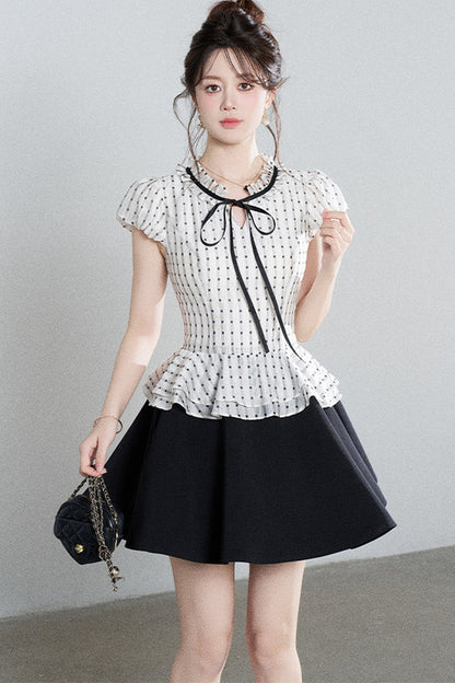 French Style Puff Sleeve A-Line Dress