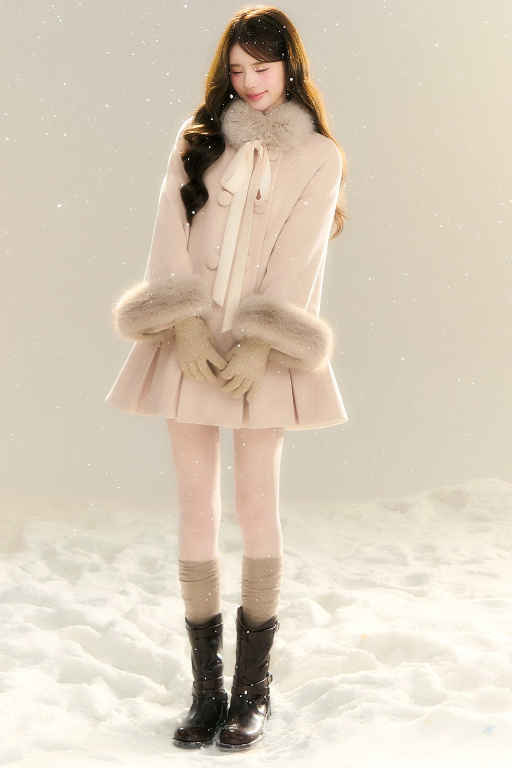 Bow Collar Woolen Coat