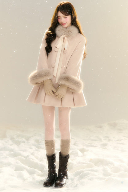 Bow Collar Woolen Coat