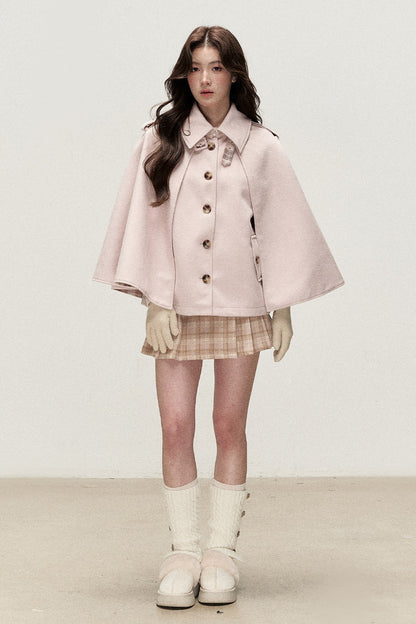 Retro Plaid Woolen Cape