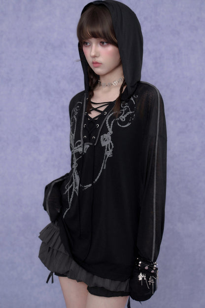 Dark Cross Hooded Top