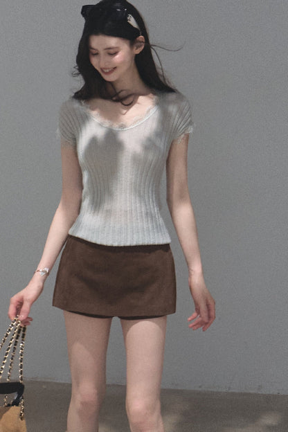 Maillard Retro Suede Skirt
