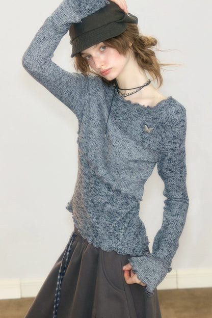 Ruffled Bell Sleeve Knit Top