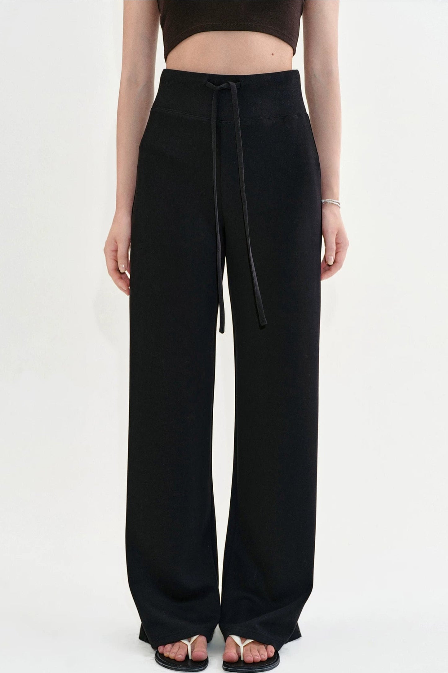 Black Straight-Leg Flared Pants