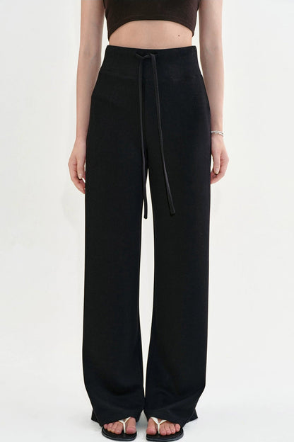 Black Straight-Leg Flared Pants