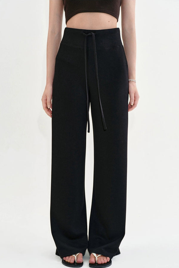 Black Straight-Leg Flared Pants
