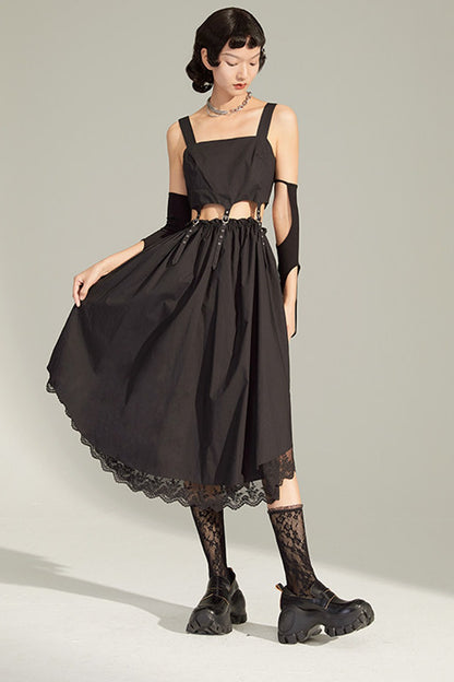 Black Mid-Length Camisole Dress