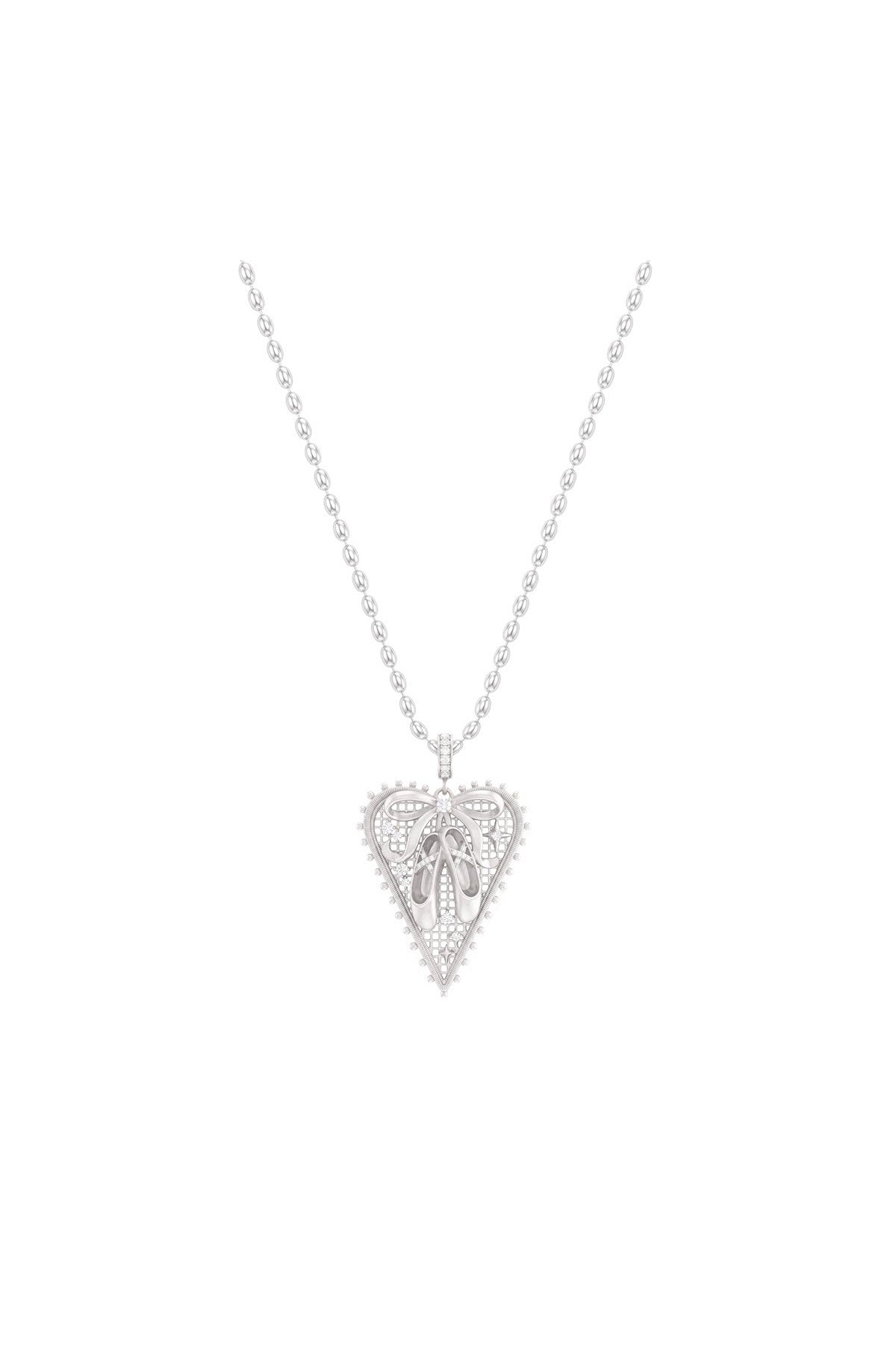 Lace Bowknot Heart Necklace