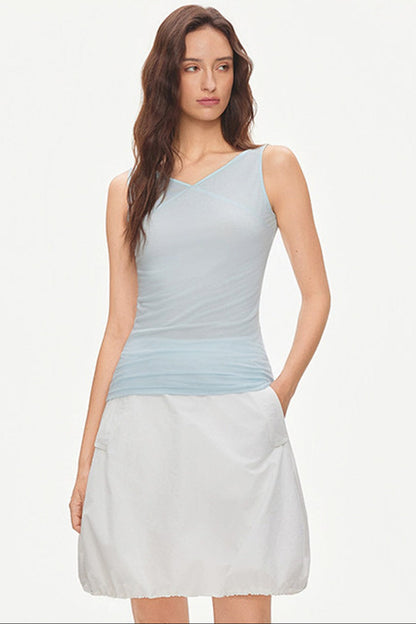 Cotton Drawstring Flower-Bud Skirt