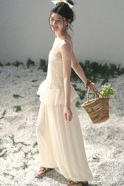 French Lace Summer Top and Pants Set