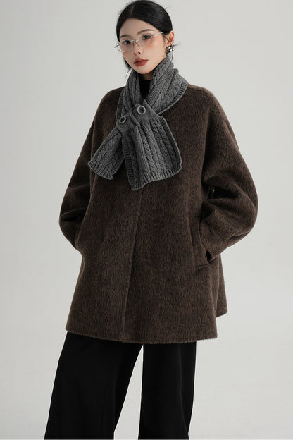 Scarf Collar Double-Sided Wool Coat