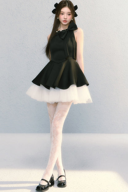 Robe sans manches obsidienne à nœud