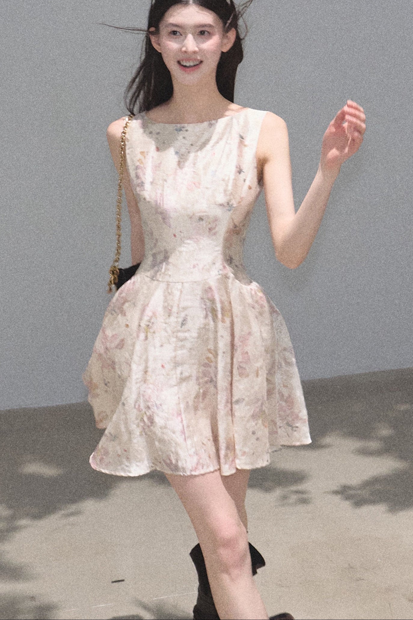 Pink Mist Linen Floral Dress