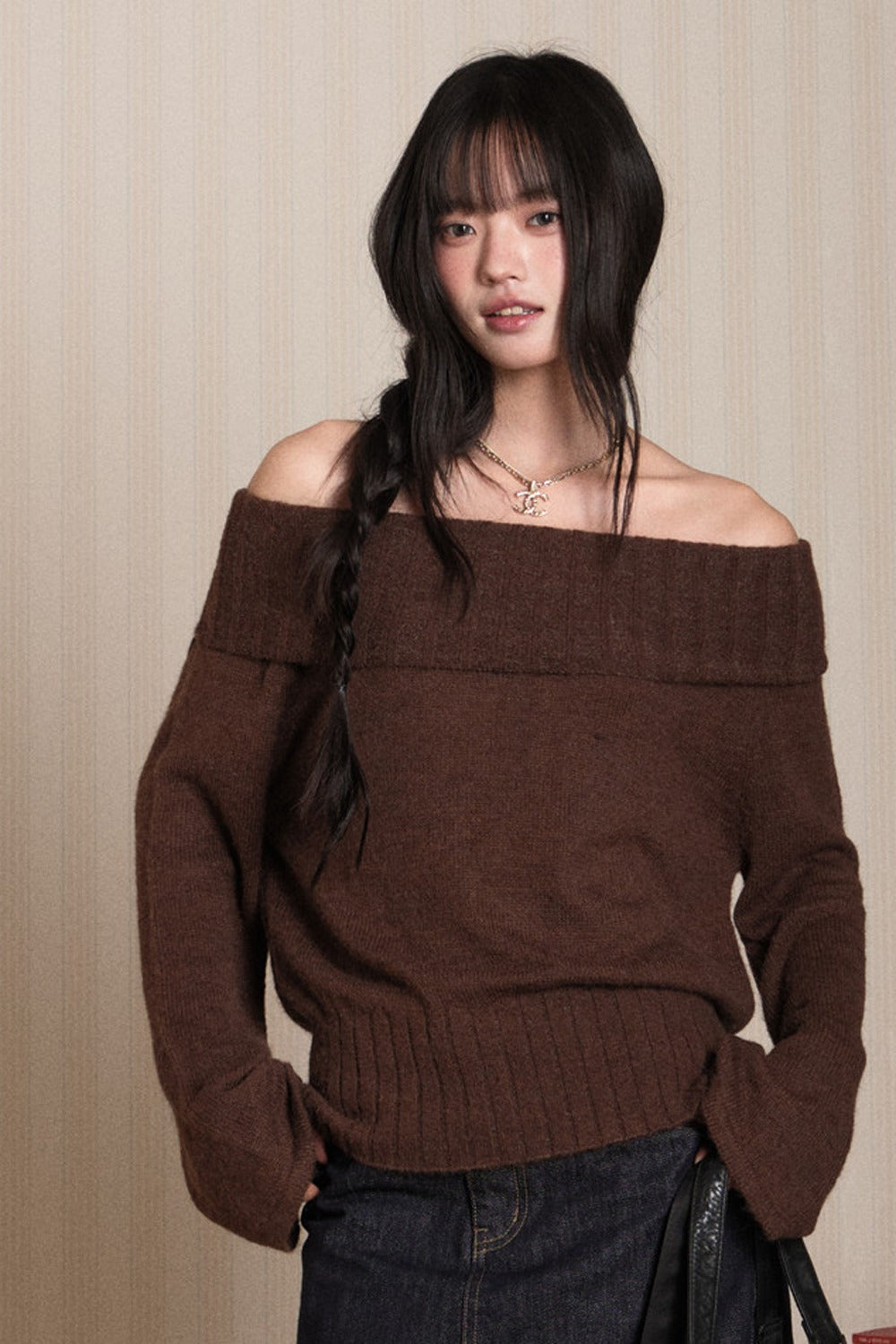 Off-Shoulder Knit Top