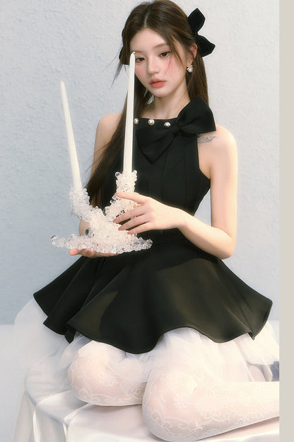 Robe sans manches obsidienne à nœud