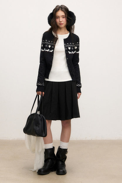Fair Isle Cardigan Skirt Set