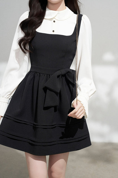 Layered-Look Puffy Collared Dress
