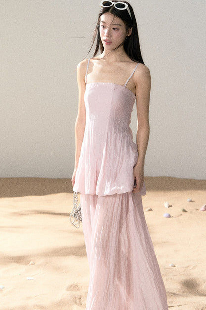 Ramie Pleated A-Line Dress