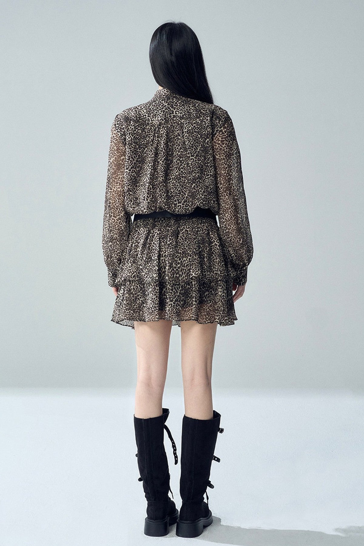Long Sleeve Leopard Print Dress