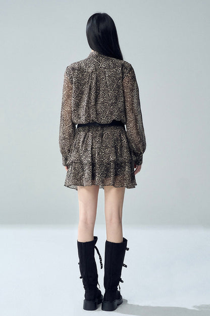 Long Sleeve Leopard Print Dress