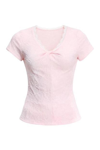 Jacquard V-Neck Textured Top