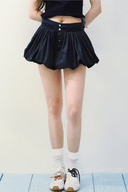 Navy Blue Pleated Skirt