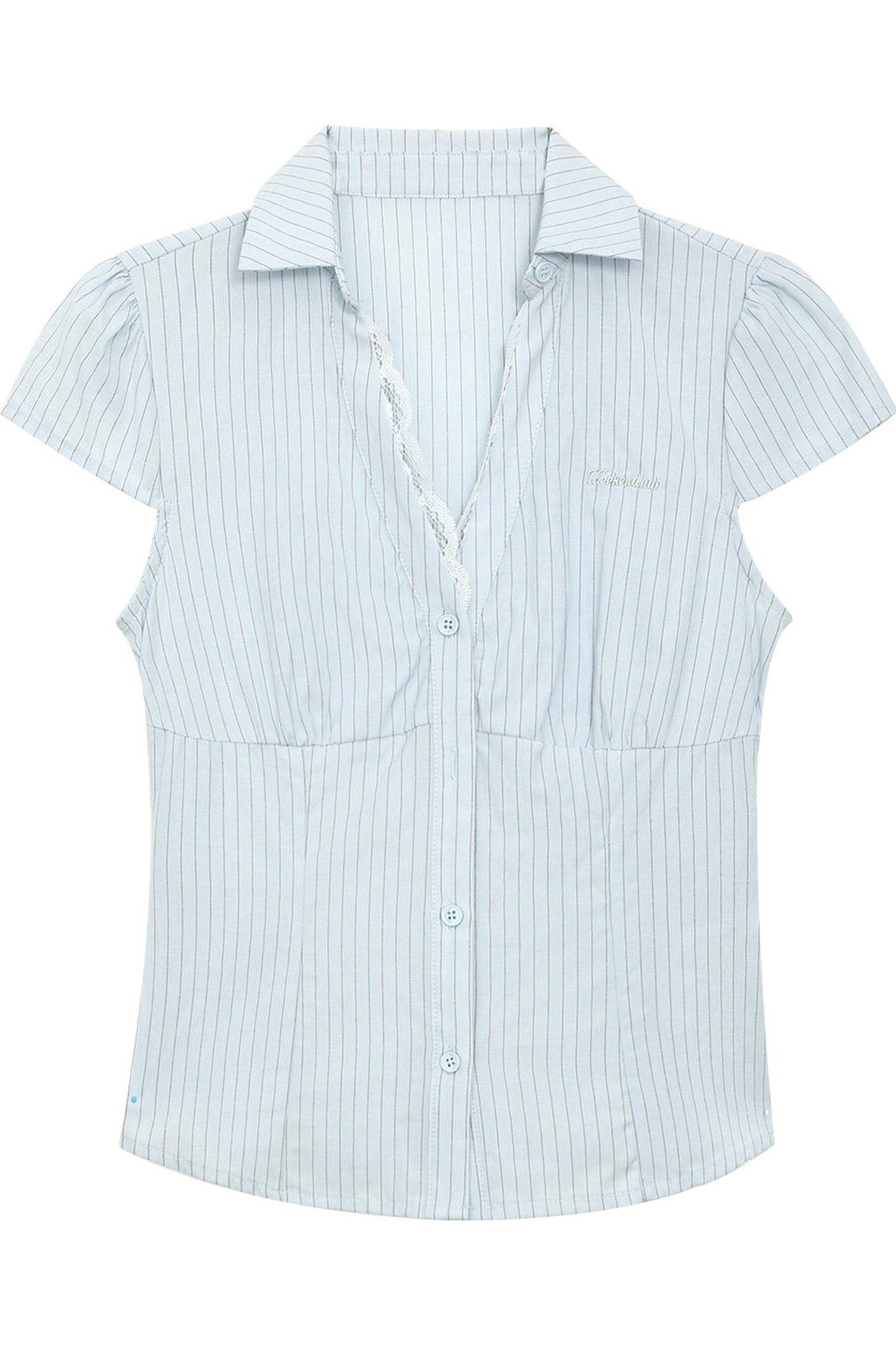 Lace Patchwork Striped Blouse