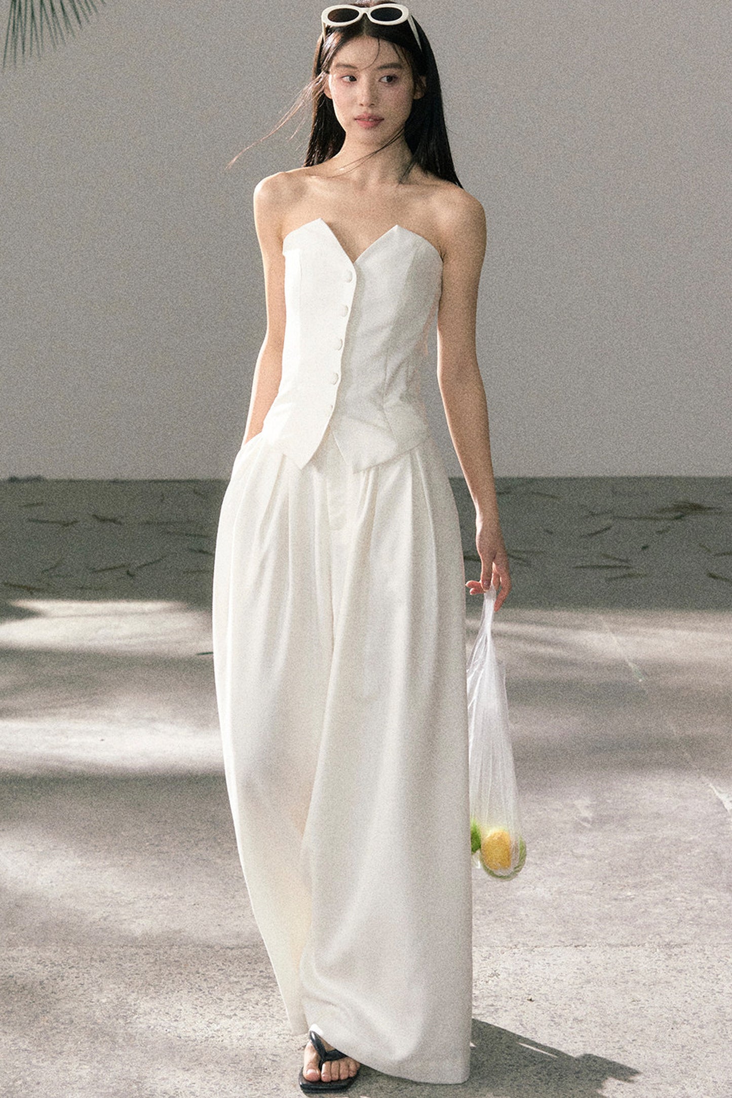 White Tube Top and Pants Set-Up