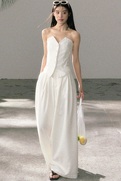 White Tube Top and Pants Set-Up