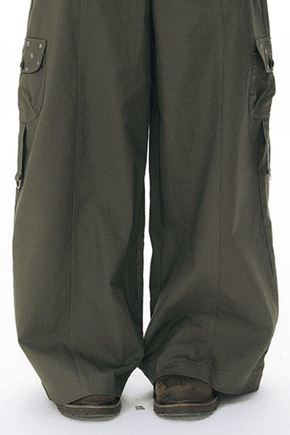 Foldable Hem Wide Leg Pants