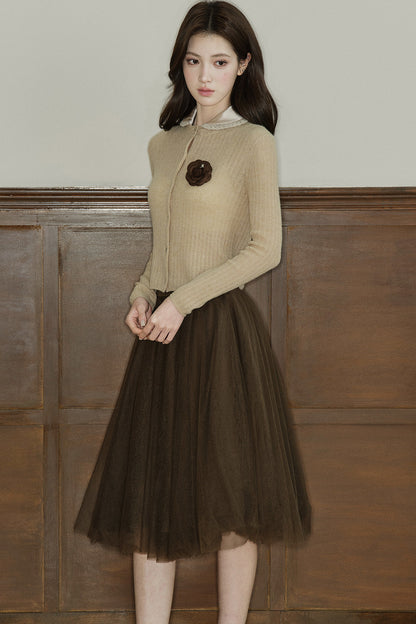 Detachable Doll Collar Knit Cardigan