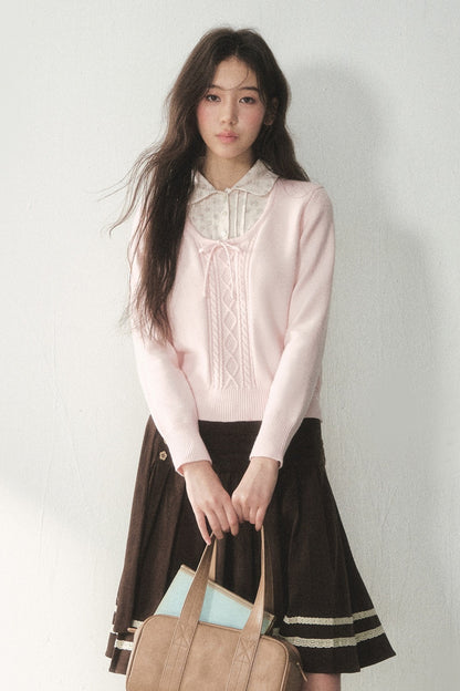 Floral Layered-Look Sweater