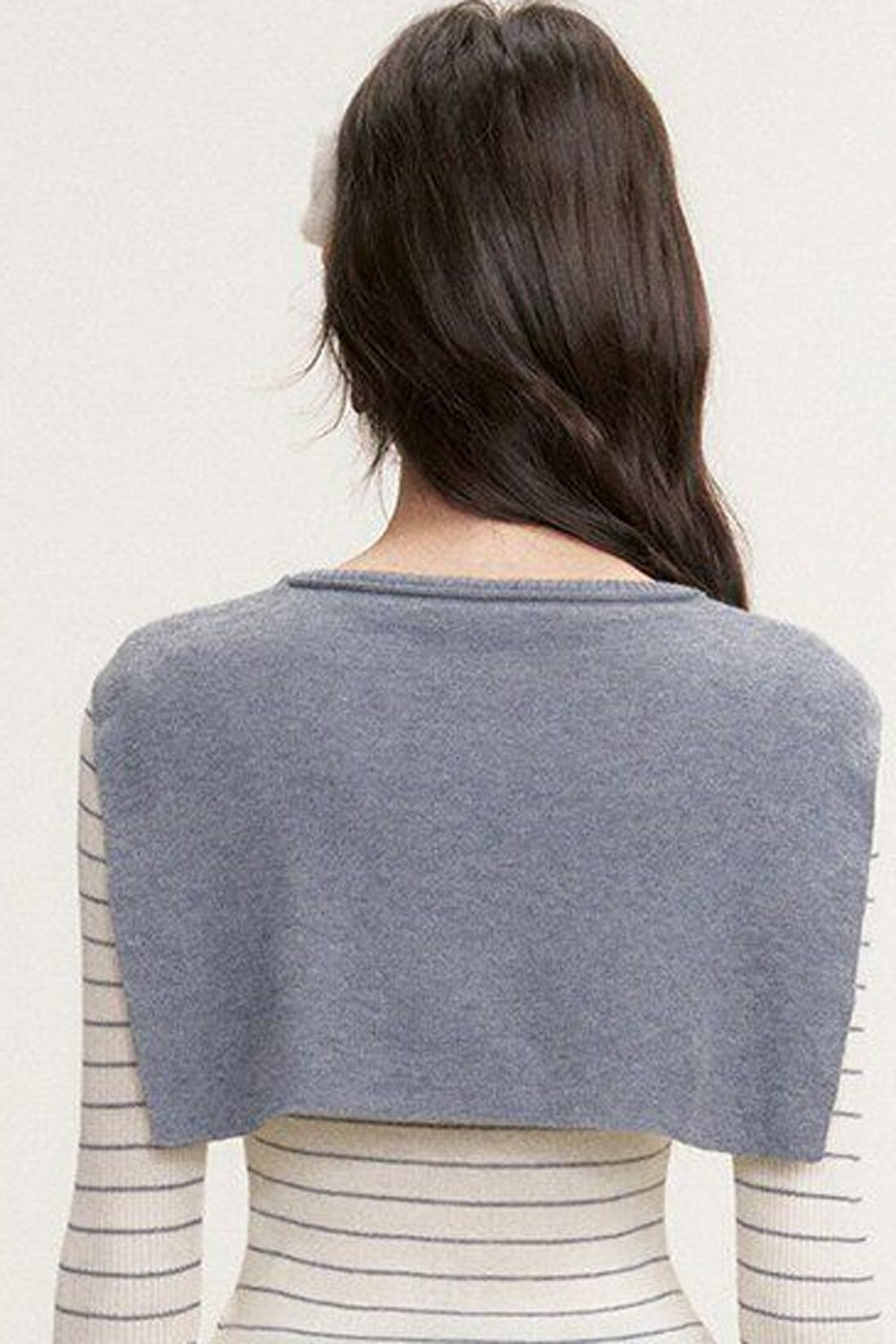 Striped Shawl Collar Long Sleeve Knit Sweater