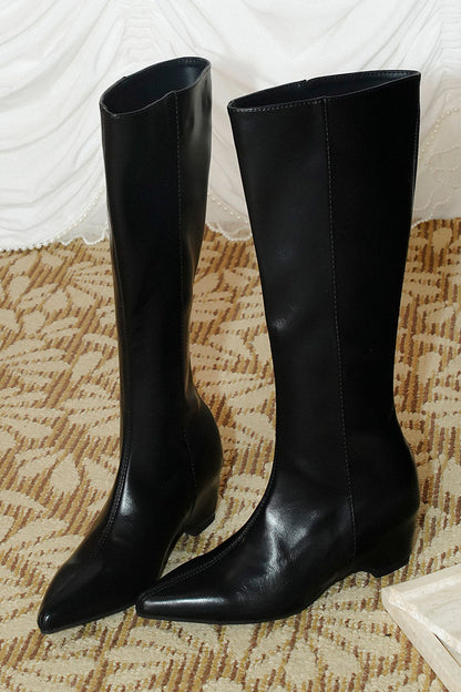 Pointed-Toe Elastic Long Boots