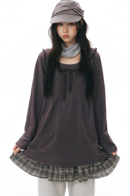 Front Chest Tuck Webbing Raglan Knit T-Shirt
