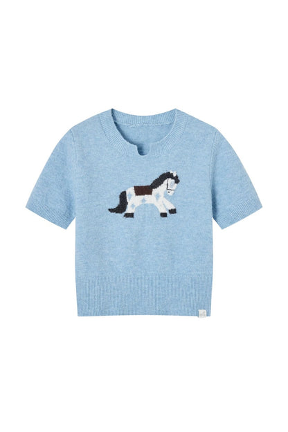 Haut à manches courtes en jacquard à motif poney