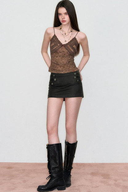 Lace Jacquard Bow Camisole